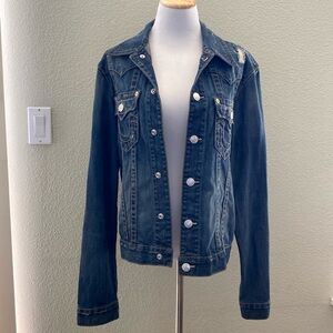 True Religion denim jacket “Jimmy world tour“ $57 or Best offer